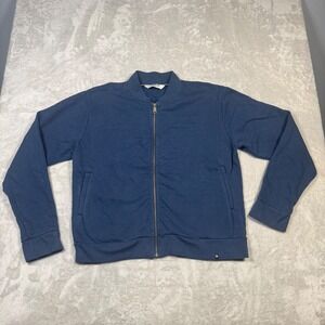 NWOT American Giant Mens Moto Full Zip Jacket L Blue Heavyweight Fleece Cotton